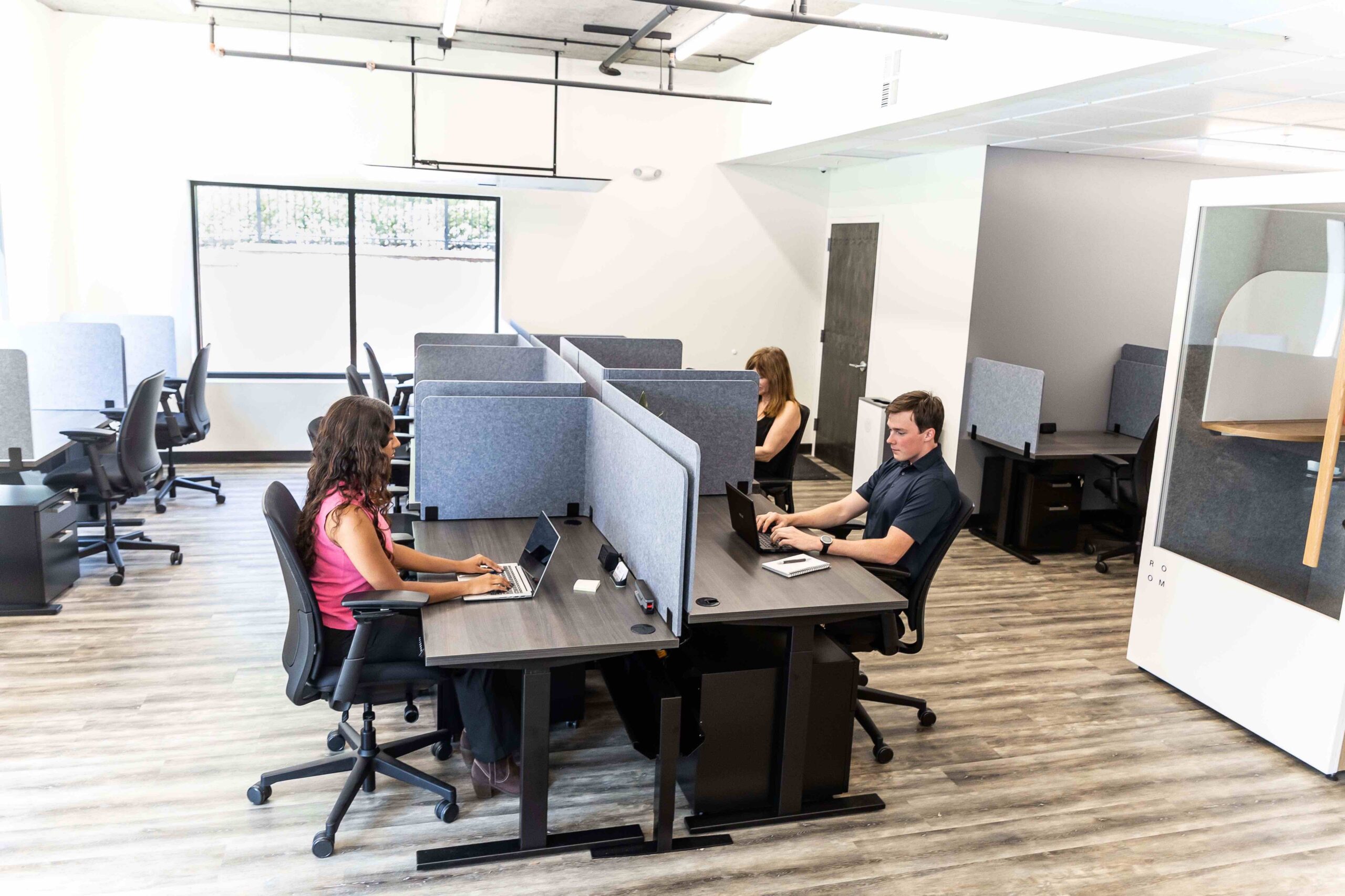 employees sitting at desks working